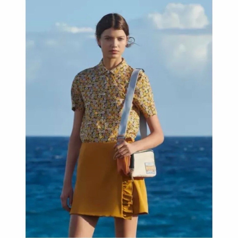 Tory Burch Sport Tech Twill Golf Skort Lime Yellow Green Boho Mod Preppy 0